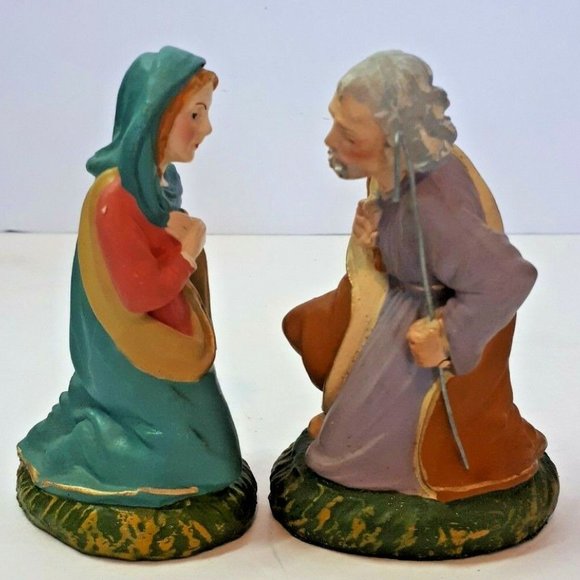 Vintage Fontanini Paper Mache Italy Nativity Set Joseph and Mary 4" High - Picture 4 of 8